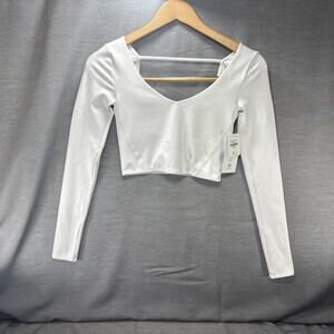 NWT Gilly Hicks White Long Sleeve Padded Crop Top Size XS